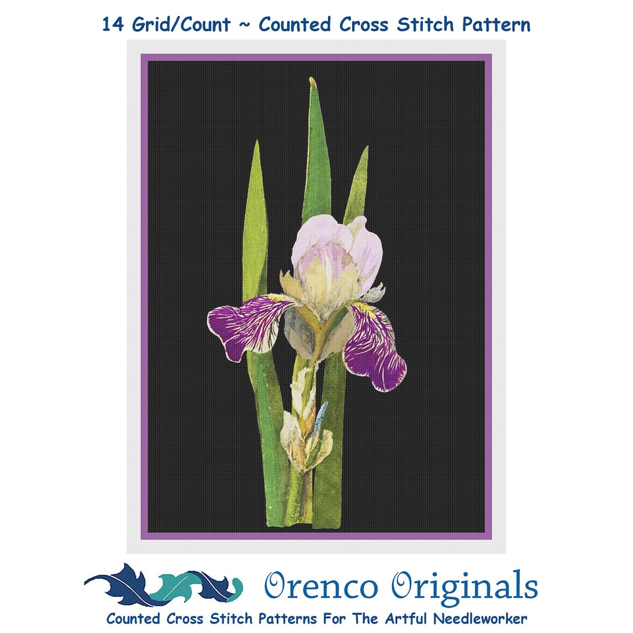 Purple Iris Flowers by Mary Delany Counted Cross Stitch Pattern